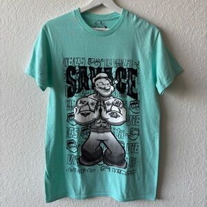 Popeye Savage Graphic Tee in Aqua for men size S